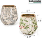 Sungmor Vintage Ceramic Planter Set of 3 - Decorative Indoor & Outdoor Flower Pots with Drainage Holes - Tuscan Décor Pots, 5.7" Ice Crackle Glaze Planters for Home, Kitchen, Patio, and Garden