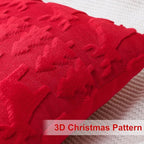 OTOSTAR Set of 2 Xmas Soft Plush Short Wool Velvet Decorative Throw Pillow Covers Rectangular Luxury Style Cushion Case Pillow Shell for Sofa Bedroom Christmas Tree and Elk Red, 12x20 Inch