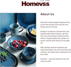 Highland 16pc Dinnerware Set, Unique Organic Shape Double Bowl, Stoneware Plate & Bowl Dish Set Service For 4, Scratch Resistant, Microwave & Dishwasher Safe, Natural Reactive Glaze, Blue