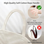 OIAHOMY Laundry Hamper Woven Cotton Rope Large Clothes Hamper 25.6" Height Tall Laundry Basket with Extended Cotton Handles for Storage Clothes Toys in Bedroom, Bathroom, Foldable (Light Grey)