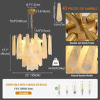 Alabaster Round Chandelier, 22" 43 PCS Natural Spanish Marble Stone Chandelier, 4-Tiers Modern Luxury Brass Alabaster Chandeliers for Dining Room, Living Room, Bedroom, Bathroom, Entryway, Foyer