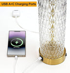 Oneach 27.75” Table Lamps Set of 2, Gold Modern Bedside Lamp with LED Night Light, USB A+C, Glass Lamps for Living Room, Bedroom, Nightstand, Office, End Table (2 Bulbs Included)