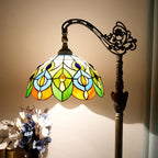 Tiffany Floor Lamp Green Peacock Tail Painted Glass Orange Adjustable Upright Reading Floor Lamp Living Room Dining Room Bedroom Tiffany Style Retro Home Lamp Light Luxury Home Decoration Art Lighting