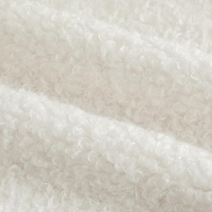 Pack of 2 Curly Teddy Wool Faux Fur Throw Pillow Covers Fuzzy Accent Soft Sherpa Pillowcases Sheepskin Fleece Decorative Cushion Case for Sofa Couch Living Room 22x22 Inch Neutral White