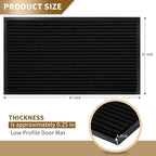Yimobra Front Door Mat Outdoor Indoor Entrance, 100% Waterproof All-Season All Weather Doormat, Welcome Matt Outside Entry, Non Slip, Low Profile, Heavy Duty Patio Porch Floor Mats,47 x 32,Black