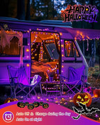 JMEXSUSS 2 Pack Solar Halloween Lights Outdoor Waterproof, Total 66FT 200 LED Orange and Purple Halloween Lights, 8 Mode Black Wire Solar Fairy String Light for Outside Yard Spooky Party Decorations