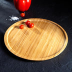 JOIKIT 5 Pack 8 Inch 20cm Bamboo Round Platter, Fine Polished Round Wood Plates Bamboo Serving Tray for Holding Fruit, Bread, Cheese, Nut, Coffee, Tea, Plant Saucer