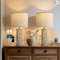 22" Dual Light Table Lamps Set of 2, Touch Lamp with 3-Level Dimming, Lamps for Bedroom with USB A+C Charging Ports, Farmhouse Lamps for Living Room and Night Stands