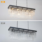 Rectangle Black Dining Room Chandelier Modern Linear Over Table Lighting Fixture 16-Light Chandelier for Kitchen Island, Living Room, Bar
