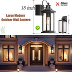 Roravilia Motion Sensor Outdoor Light for House with GFCI Outlet, 18” Large Dusk to Dawn Exterior Light Fixture IP65 Waterproof Exterior Lantern Porch Light Patio Garage Wall Sconce, 2 Receptacles