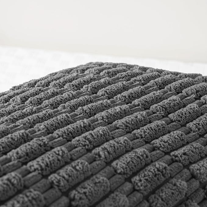 Fancy Homi Dark Grey Long Body Lumbar Decorative Throw Pillow Covers 14x36 Inch for Bed Couch Bedroom Bench, Soft Corduroy Rectangle Solid Pillow Case, Rustic Farmhouse Boho Room Decor