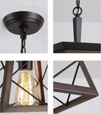 Q&S Farmhouse Hanging Pendant Light Fixture,Vintage Industrial Lantern Bronze Chandelier 1-Light for Hallway Entryway Kitchen Island Dining Room UL Listed