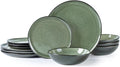 AmorArc Ceramic Dinnerware Sets,Handmade Reactive Glaze Stoneware Plates and Bowls Set,Highly Chip and Crack Resistant | Dishwasher & Microwave Safe Dishes Set,Service for 4 (12pc)