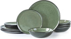 AmorArc Ceramic Dinnerware Sets,Handmade Reactive Glaze Stoneware Plates and Bowls Set,Highly Chip and Crack Resistant | Dishwasher & Microwave Safe Dishes Set,Service for 4 (12pc)