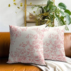 Pink Chinoiserie Throw Pillow Covers 22x22 in Set of 2 Vintage Floral Elegance Botanical Farmhouse Square Pillowcases Cushion Cover for Couch Bed Sofa Outdoor Patio Décor