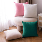 EMEMA Pack of 2 Velvet Christmas Throw Pillow Covers Decorative Square Pillowcase Soft Solid Cushion Case for Sofa Bedroom Chair Car 24x24 Inch Green