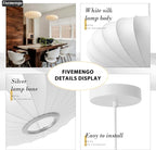 20 Inch Lantern Pendant Light, White Imitation Silk Lampshade, Bubble Pendant Light Fixture Ceiling Hanging Lamp Chandelier for Living Dinning Room Kitchen Island Bedroom Restaurant Cafe