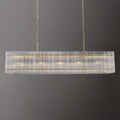 Modern Gold Chandeliers,55 in Chandelier for Dining Room, Rectangular Water Ripple Crystal Glass Chandeliers Lighting Fixture, Suit Living Room、Kitchen Island, Adjustable Hanging Chandelier