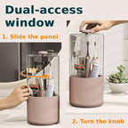 Toothbrush Holder with Cover 360 Rotating 4 Compartments Bathroom Toothpaste Electric Toothbrush Organizer, Pink
