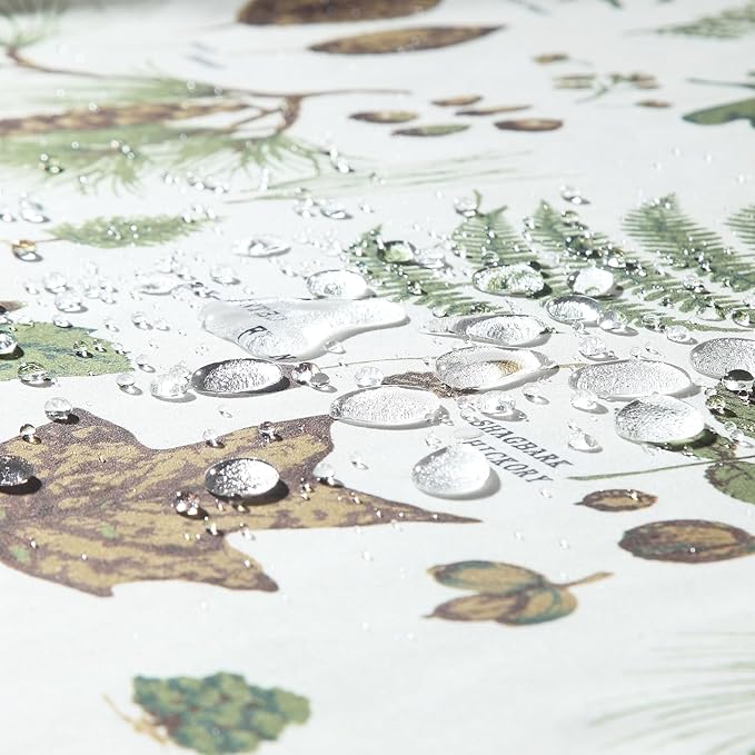 Fabric Shower Curtain, Brown and Green Natural Botanical Leaf Pinecone Print Shower Curtains for Bathroom, 72" W x 72" H