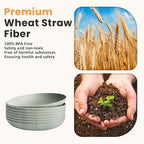 Homienly Wheat Straw Plates, Dinner Plates with Unique Texture Set of 8, Alternative to Plastic Plates, Plate Set for Kitchen, Camping, Unbreakable Microwave and Dishwasher Safe Plate- Light Grey