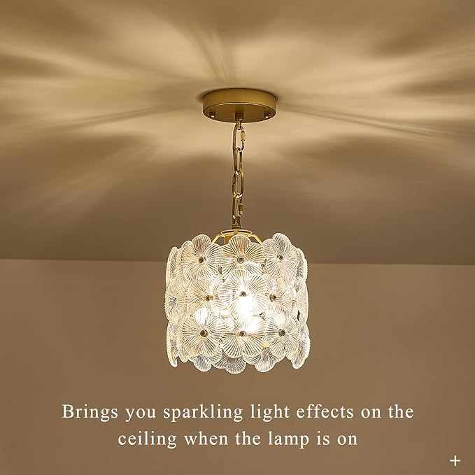 3-Pack Gold Glass Pendant Light Flower Small Ceiling Pendant Lighting Modern 1-Light for Kitchen Island Sink Dining Room Bedroom Entryway Hallway, E26