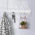 White Wall Hooks Heavy Duty, 23 Inch Coat Hooks Wall Mount with 8 Hooks,2 Packs Wall Hooks Hangers for Entryway, Bathroom - for Hanging Backpack, Bag, Coat, Purse, Hat, Towel, Clothes
