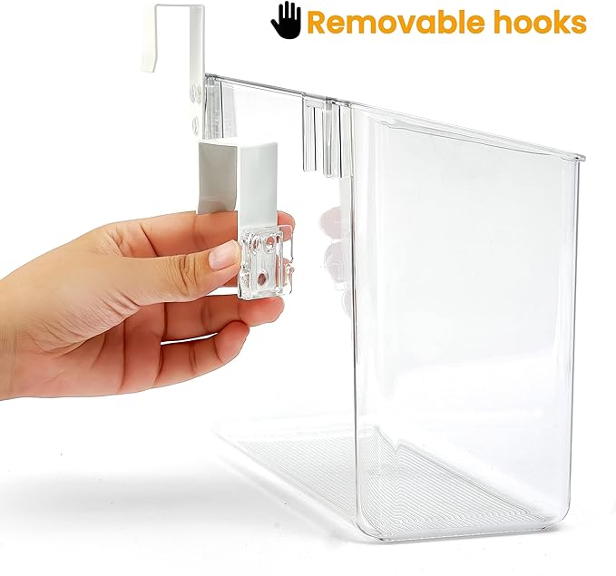 vacane Office Hanging Organizer, Clear Hanging Baskets for Organizing Over the Cabinet Organizer Holder for Kitchen, Pantry, Bathroom-Hang Outside or Inside Door-XL