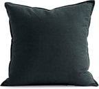 Jeanerlor 24" x 24" Natural Cotton Linen Soft Soild Decorative Square Throw Pillow Covers Green Set Cushion Case for Sofa Bedroom Car 60 x 60cm, Dark Green