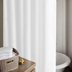 Extra Long White 96 Inch Shower Curtain Linen Drapes for Bathroom 72x96 Boho Farmhouse Water Repellent Extra Tall Hotel Curtains 72 x 96 Inches Long Drapes with Hooks 8Ft