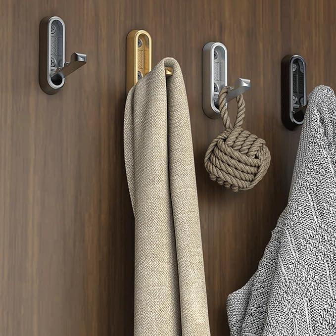 2PCS Folding Coat Hook, Heavy Duty Wall Hooks Made of Zinc Alloy, Foldable Wall Hooks for Hanging Coats, Scarves, Hats, Bathrobes, Keys, Bags(Gray)