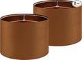 GO&SO Large Lampshades Replacement,Burnt Orange Velvet Drum Lamp Shades Set of 2-16" Top x 16" Bottom x 12" High(Spider)- Modern Fabric Lampshade for Table Lamp,Floor Lamps -Assembly Require