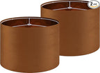 GO&SO Large Lampshades Replacement,Burnt Orange Velvet Drum Lamp Shades Set of 2-16" Top x 16" Bottom x 12" High(Spider)- Modern Fabric Lampshade for Table Lamp,Floor Lamps -Assembly Require
