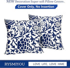 Decorative Throw Pillow Covers Set of 2 Blue Pillow Covers 16x16 inch Soft Short Plush Couch Pillow Case Floral Throw Pillows,Farmhouse Outdoor Pillow Covers for Sofa Bed Living Room Car