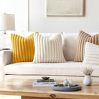 MIULEE Faux Fur Christmas Decorative Throw Pillow Covers 20x20 Inch Set of 2, Modern Spring Home Decor Soft Plush Couch Pillows Cozy Fluffy Cushion Covers for Sofa Bed Beige