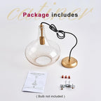 Handcrafted 11-Inch Mid-Century Modern Brass Gold Pendant Light with Seeded Glass Shade - Elegant Dining Room Pendant Light