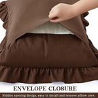 KKJIAF Ruffle Body Pillow Cases Set of 1, Ruffled Pillow Covers with Envelope Closure, Wrinkle Resistant Ruffled Long Pillow Shams 20" x 54", Brown