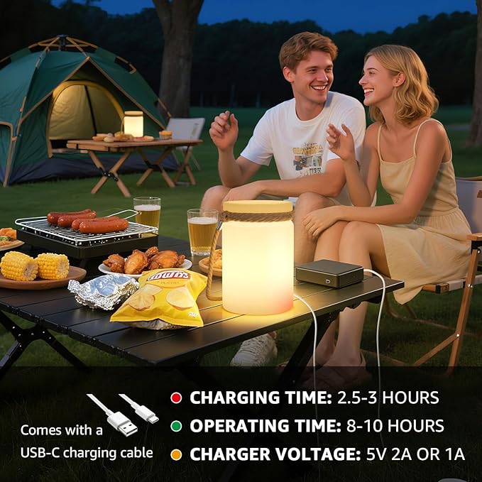 uuffoo 2 Pack LED Lamp Lantern Table Lamp Cordless Shower Lamp IP44 RGB and Warm White Dimmable for Indoor Outdoor Patio Camping Restaurant Home