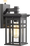 Dusk to Dawn Sensor Outdoor Wall Sconce Lantern, HWH Exterior Wall Mounted Lamp Porch Light Fixture with Clear Glass Shade, Matte Black Finish for Garage Doorway Garden, 5HD27B-PC BK