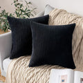 MIULEE Winter Pack of 2 Corduroy Soft Soild Decorative Square Throw Pillow Covers Cushion Cases Pillow Cases for Couch Sofa Bedroom Car 20 x 20 Inch 50 x 50 Cm Black