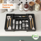 Lifewit Silverware Drawer Organizer, Expandable Utensil Organizer for Kitchen Drawers, Adjustable Cutlery and Flatware Tray, Plastic Spoons Forks Knives Holder Storage Dividers, Medium, Black