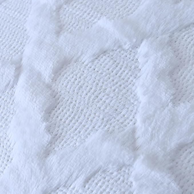 Set of 2 Soft Moroccan Throw Pillow Covers 12x20 Inch Plush Boho Decorative Pillow Cover Accent Cushion Case for Couch Sofa Bed, Pure White