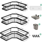 Corner Shower Caddy Bathroom Organizer Adhesive Shower Rack Bathtub Shelves - 3Pack No Drilling Shower Shelf - Rustproof Bath Tub Organizer