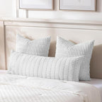 Fancy Homi Pure White Long Body Lumbar Lumbar Decorative Throw Pillow Covers 14x36 Inch for Bed Couch Bedroom Bench, Soft Corduroy Rectangle Solid Pillow Case, Rustic Farmhouse Boho Room Decor