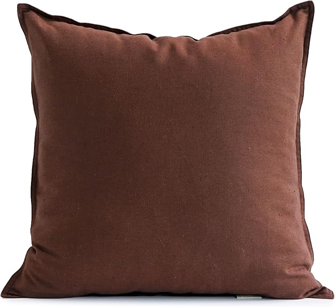 Jeanerlor Decorative Cotton Linen Couch 26"x26" Throw Pillow Case for Sofa Durable Classy, Comfortable Cushion Cover (65 x 65cm), Reddish Brown