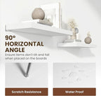 36 Inch Floating Shelves, 12 Inch Deep Floating Shelves for Wall, Floating Shelf with Invisible Brackets, Large Deep Wall Shelves for Bathroom, Bedroom, Living Room, 2 Pack, White