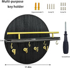Key Holder Wall Mount with Shelf and Hooks, 11.8 Inch Entryway Gold Key Rack Hanger, Rustic Key Holder for Wall Decor