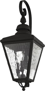 Livex 2033-04 Transitional Three Light Outdoor Wall Lantern from Cambridge Collection in Black Finish