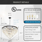 Large Crystal Chandeliers for High Ceiling, 7-Tier Modern Black Top K9 Dining Room Chandelier 17 Lights Luxury Round Ceiling Pendant Light Fixture for Living Room Entryway Staircase Foyer