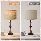 23'' Modern Table Lamps Set of 2 - Farmhouse Bedside Lamps for Bedroom with USB A+C, Wooden Lamps for Night Stands, Lamp for Living Room End Tables